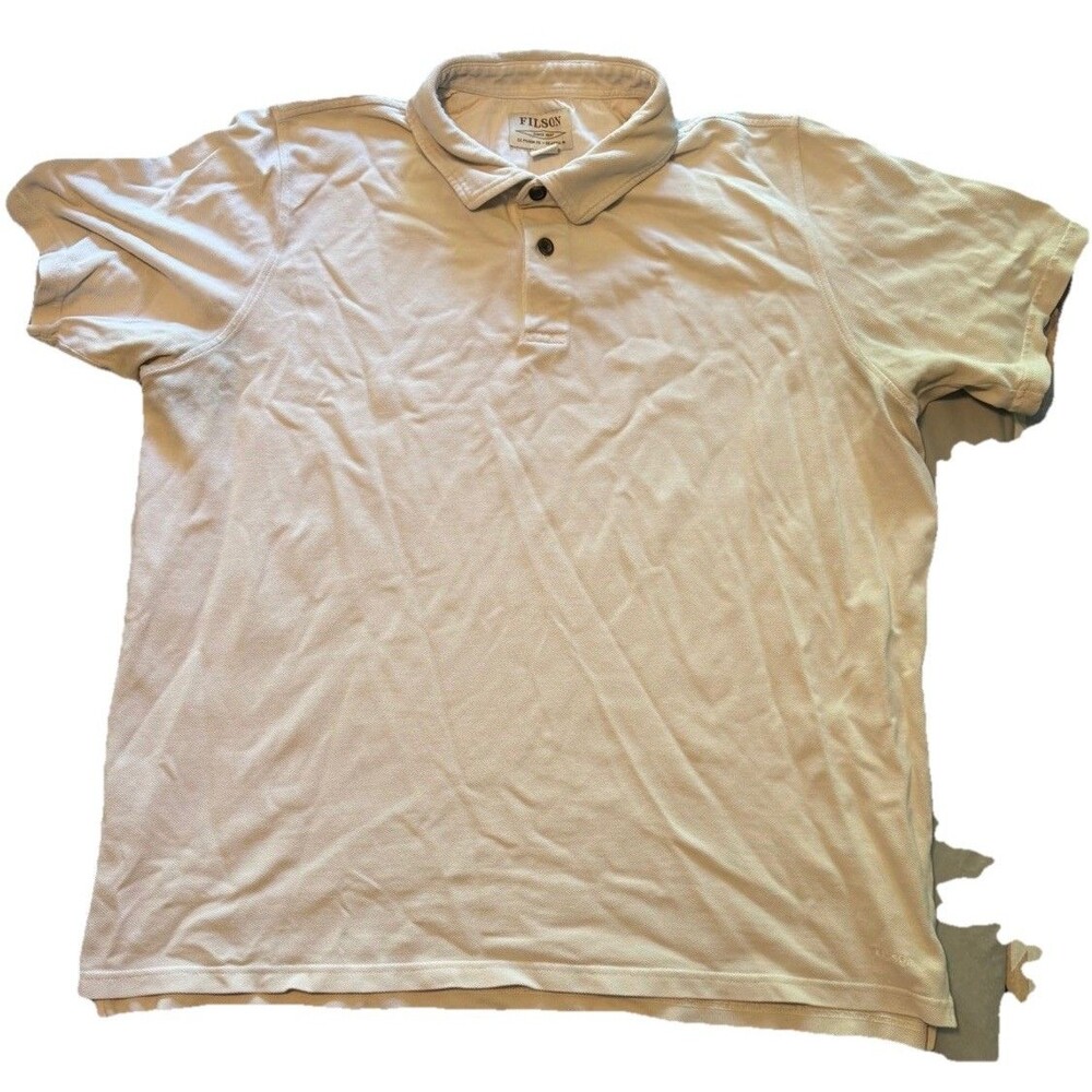 Filson Polo Shirt Mens XXL Stone Beige Short Sleeve Cotton Pique Outdoor